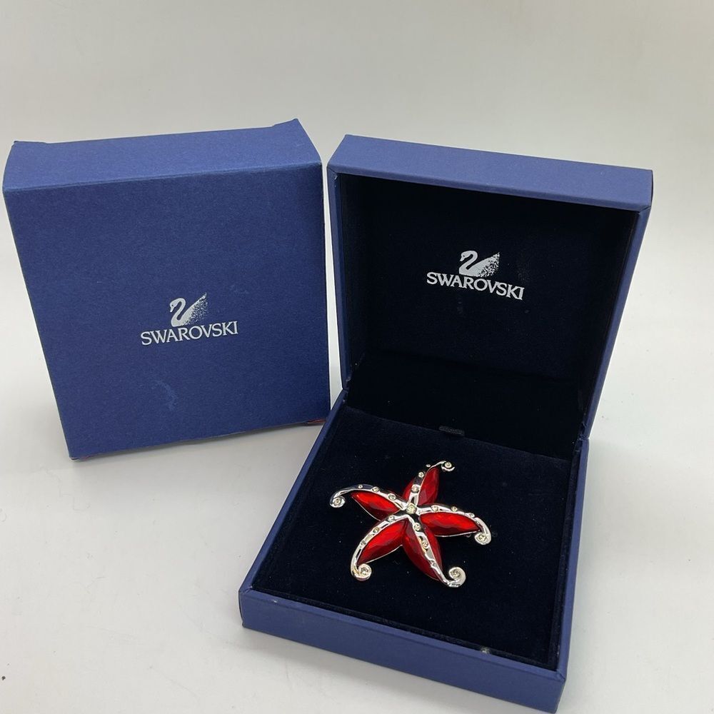 Swarovski Red Starfish Brooch